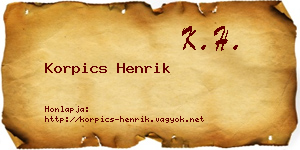 Korpics Henrik névjegykártya